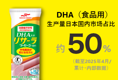 DHA（食品用）生产量日本国内市场占比约50%